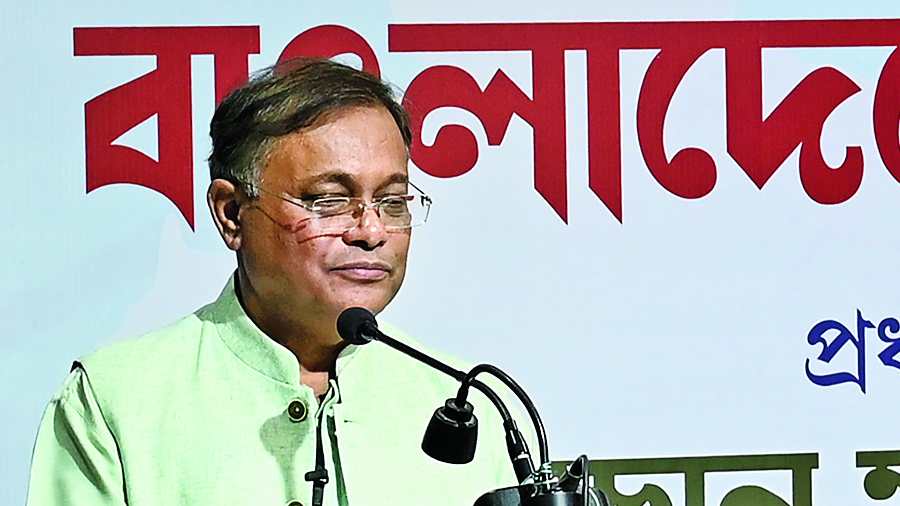 Bangladesh information minister Muhammad Hasan Mahmud at the Calcutta Press Club on Saturday.